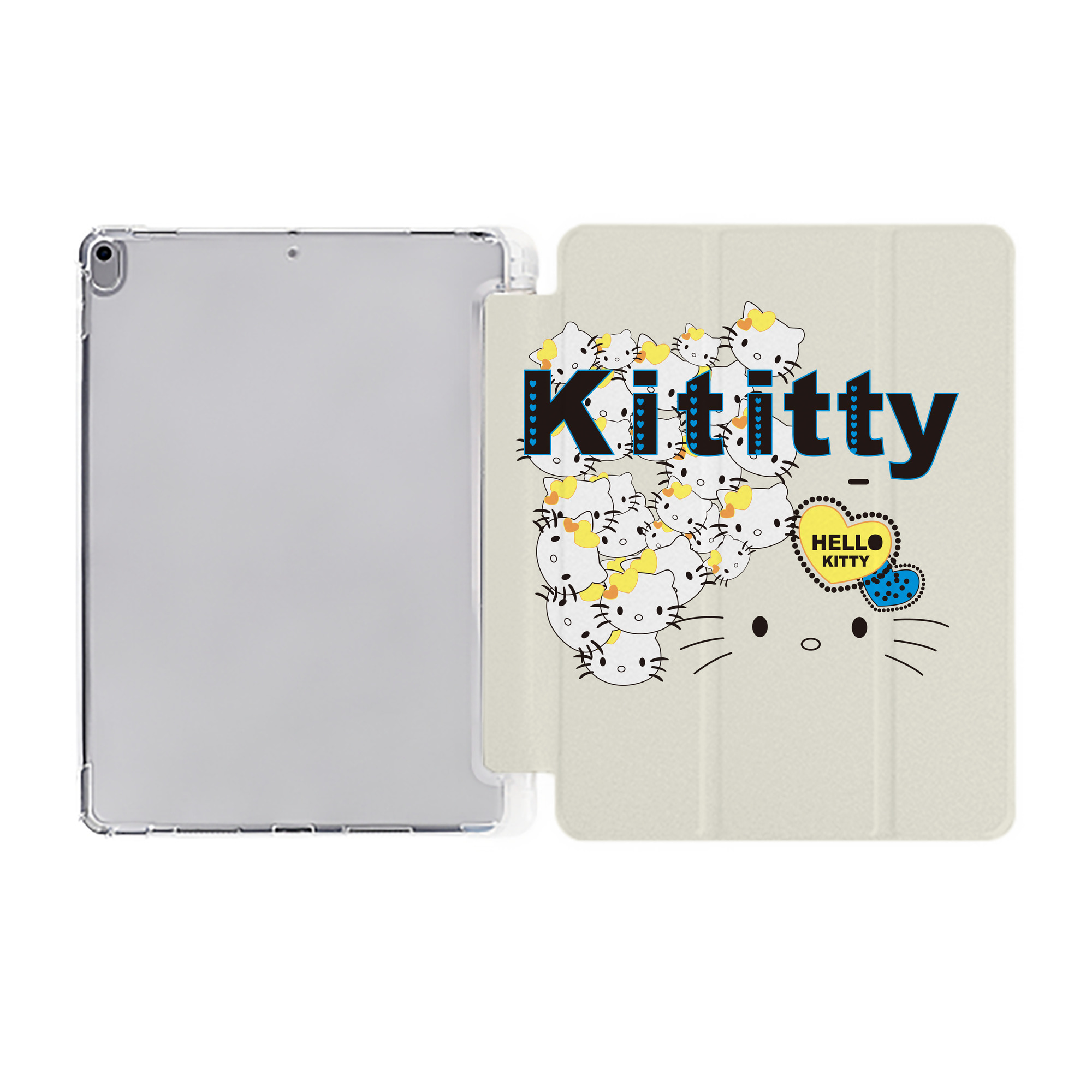 （画像用） Hello Kitty ハローキティ IPad ケース ペン収納付き 三つ折りスタンド PUレザー×シリコン 対応機種9.5/10.5/10.9インチ